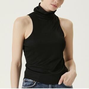 Anine Bing Jennie Black Sleeveless Top Turtleneck Size Large